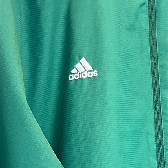 Adidas Full Zipper Green with White Stripe Windbreaker 90’S Vintage Men Size 3XL - Picture 5 of 17